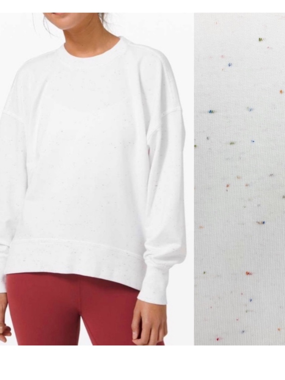 Lululemon LA Back In Action Crew Sweatshirt: White/Confetti Speckle Multicolor